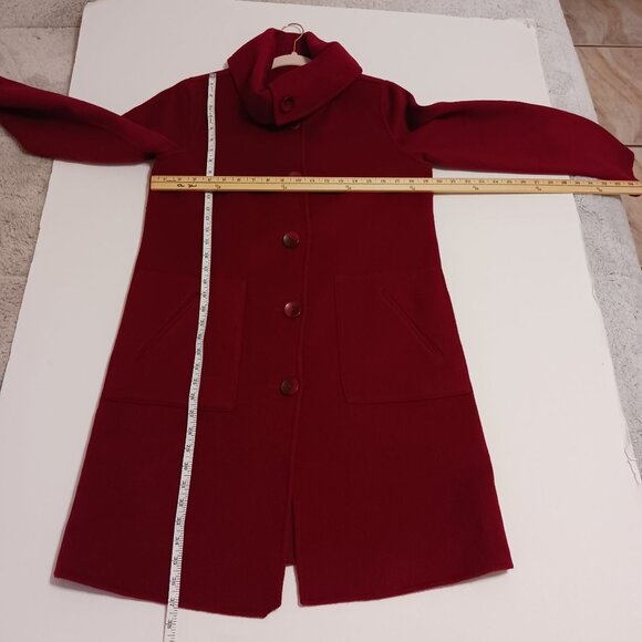 J. Jill Red Burgundy Angora Wool Blend Coat Jacket Size Small Rabbit Hair - Picture 11 of 14